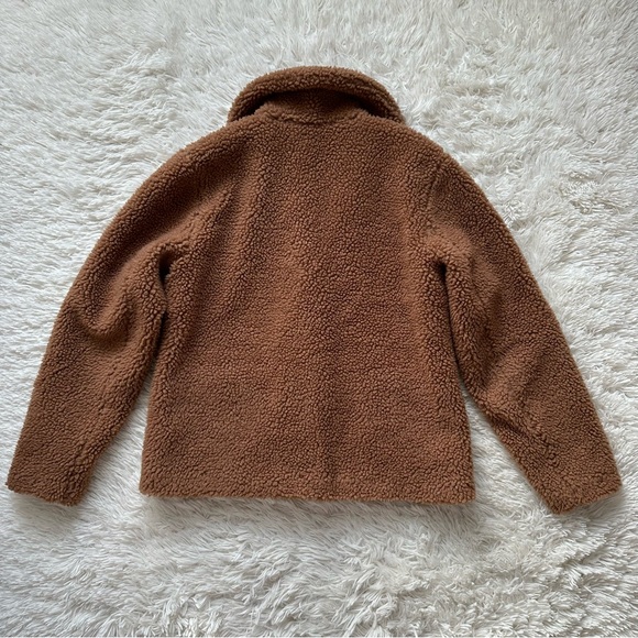 Abercrombie And Fitch Brown Sherpa Button Up Coat Size L - Picture 8 of 10
